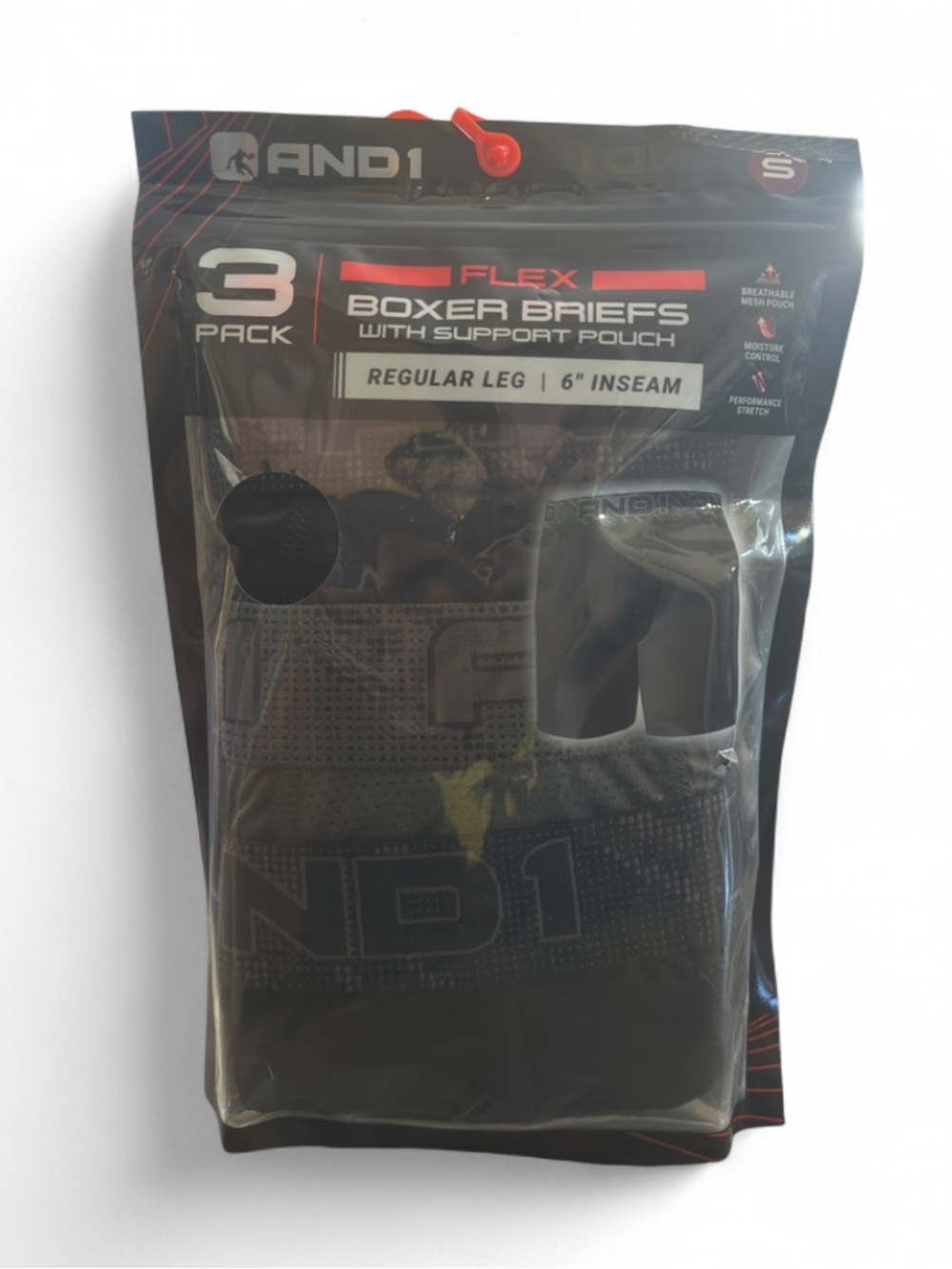 AND1 Black Flex Boxer Briefs 3-Pack w/ Support Pouch Size Small (28-30 in Waist)